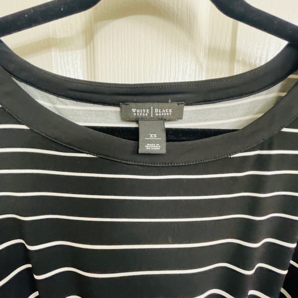 Women’s White House Black Market Black, White and Blue Striped Mini Dress XS - Picture 4 of 7